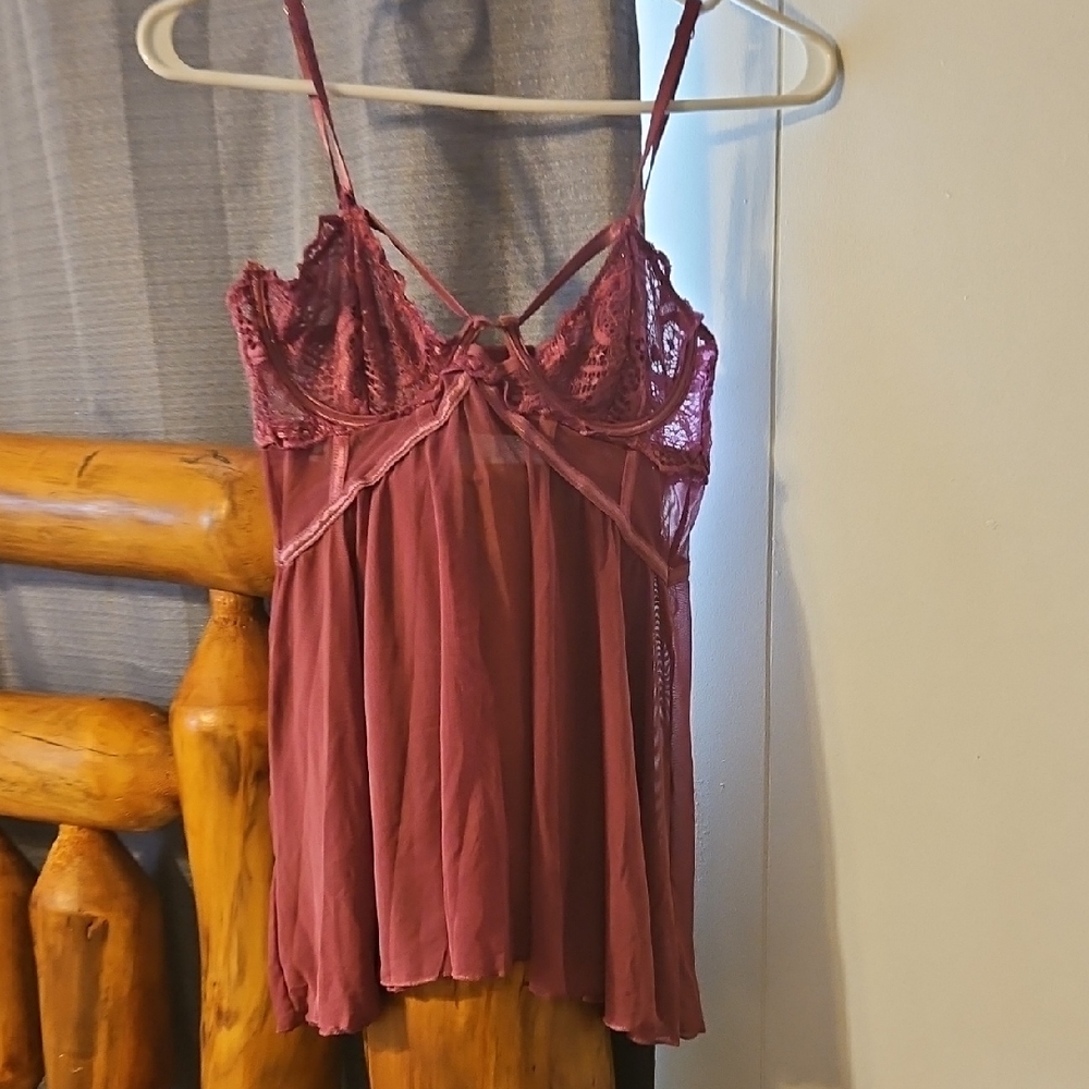 Elegant Lace Chemise in Burgundy